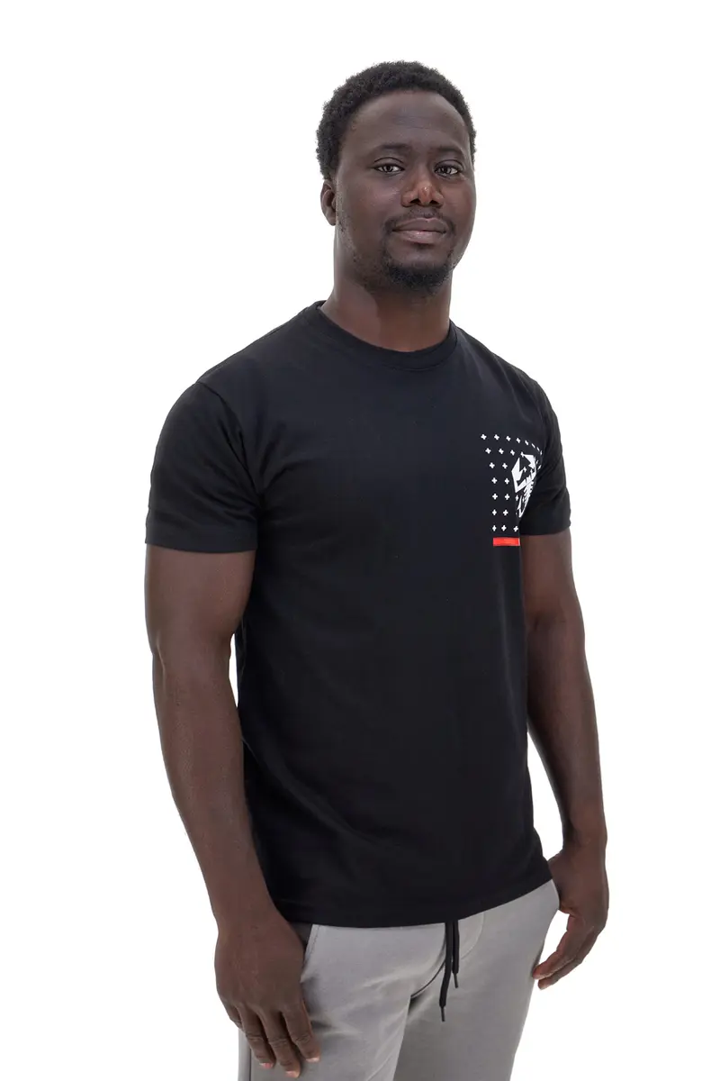T-shirt nera con stampa petto e dettagli rossi Abarth AH024TEA