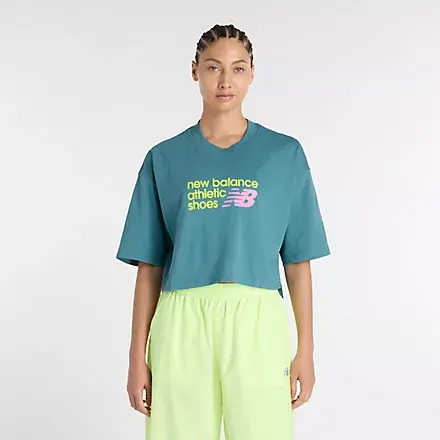 T-SHIRT NEW BALANCE ATHLETICS PREMIUM CHEST LOGO CROPPED DONNA