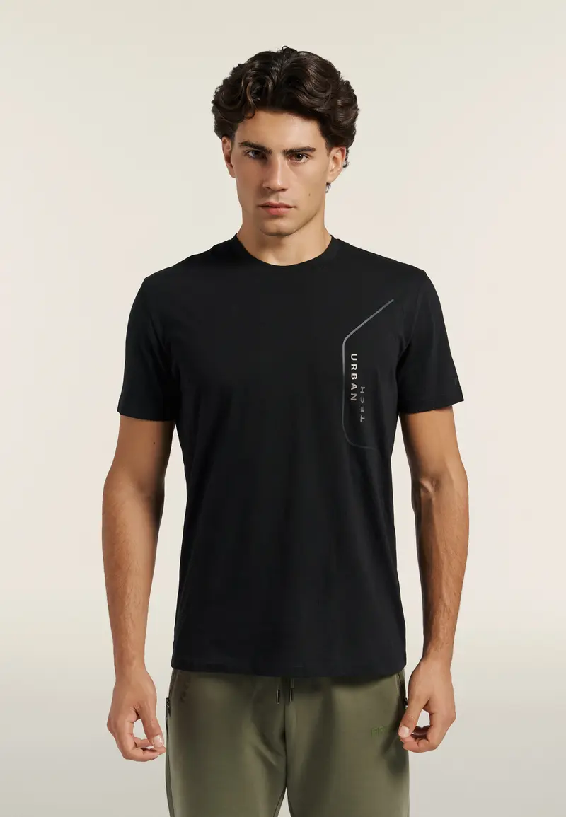 T-Shirt Regular in Cotone da Uomo con Grafiche Gommate