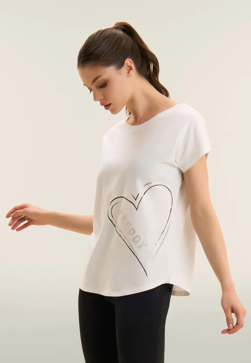 T-shirt reversibile con cuori e logo
