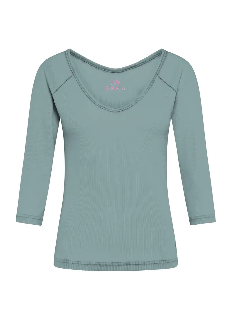 T-SHIRT SCOLLO V TINTURA FADE BLU