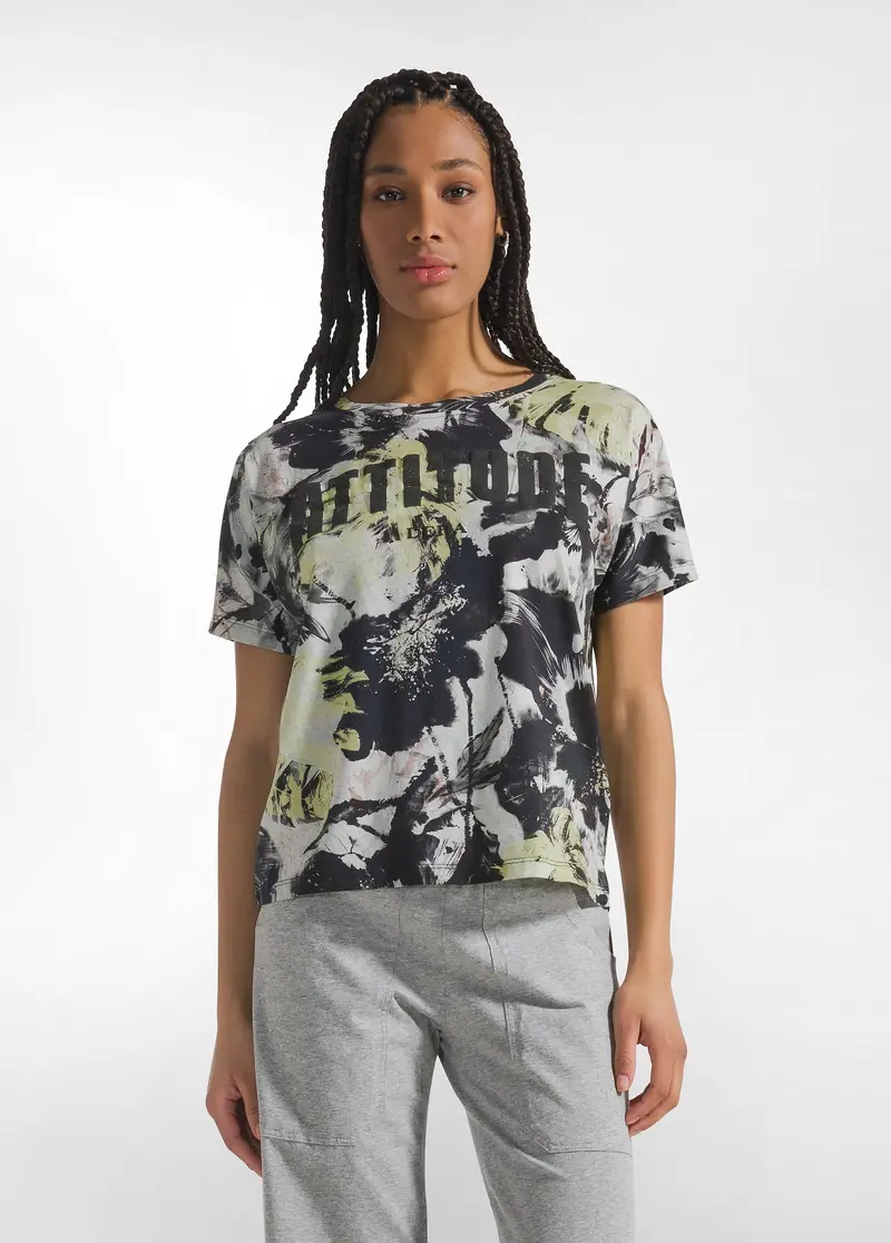 T-SHIRT STAMPATA GRIGIO
