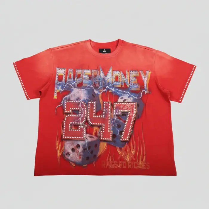 T-SHIRT UOMO PAPER MONEY "FLAMING DICE" CON STRASS