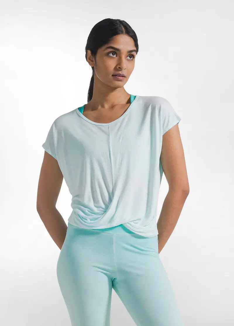 T-SHIRT YOGA CON NODO FRONTALE BLU
