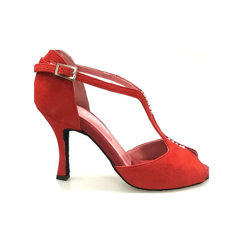 Terry (169B) - Scarpa da Ballo Salsa Donna in Camoscio Rosso