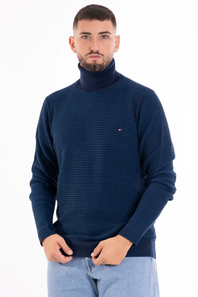 TOMMY HILFIGER M 2 TONE STRUCTURE ROLL NECK MW33452