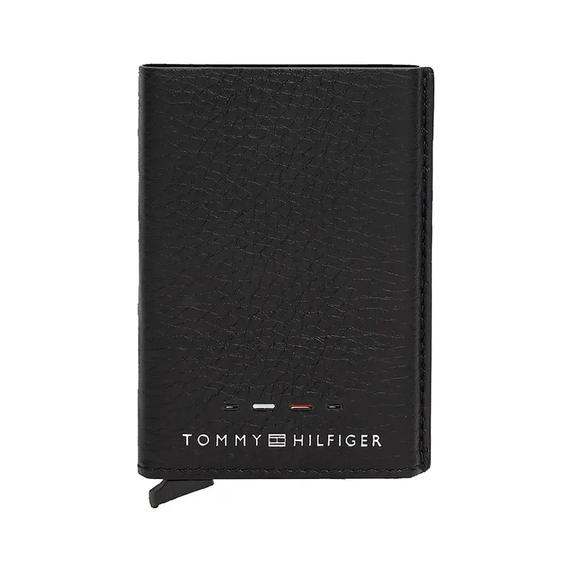 TOMMY HILFIGER PORTAFOGLI PREMIUM METAL CREDIT CARD HOLDER AM12760 BDS