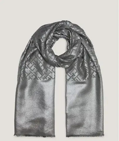 TOMMY HILFIGER TH EVENING MONOGRAM SCARF SILV AW15333