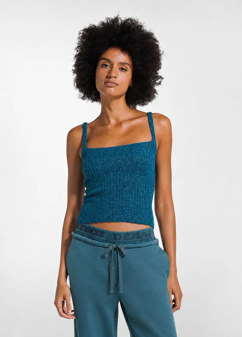 TOP IN MAGLIA LUREX VERDE
