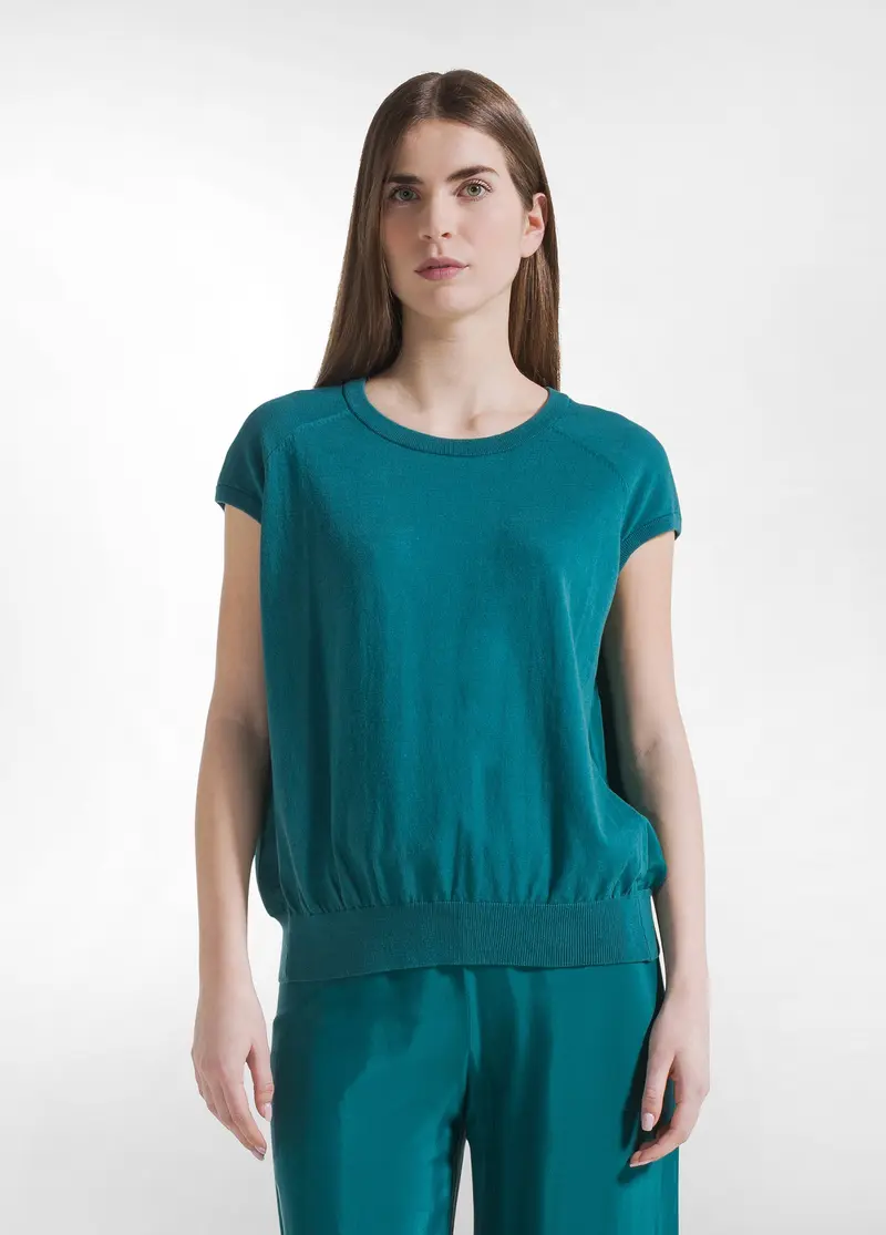 TOP IN SETA COMBINATA VERDE