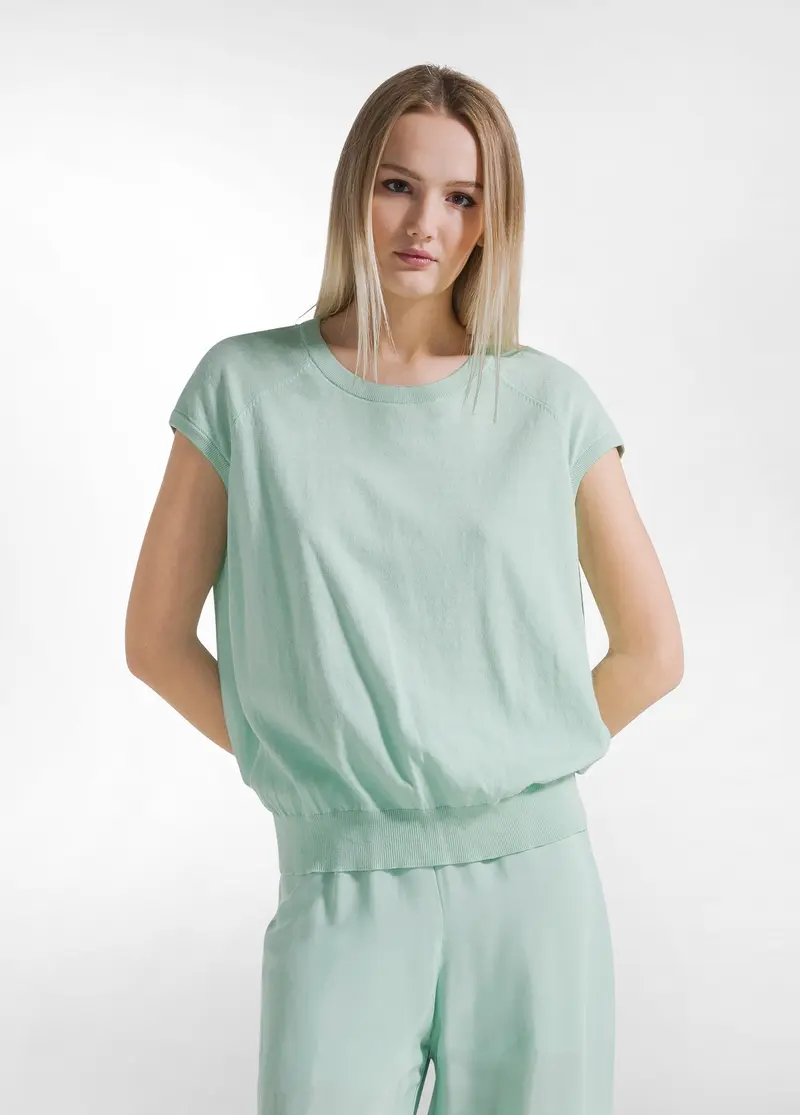 TOP IN SETA COMBINATA VERDE