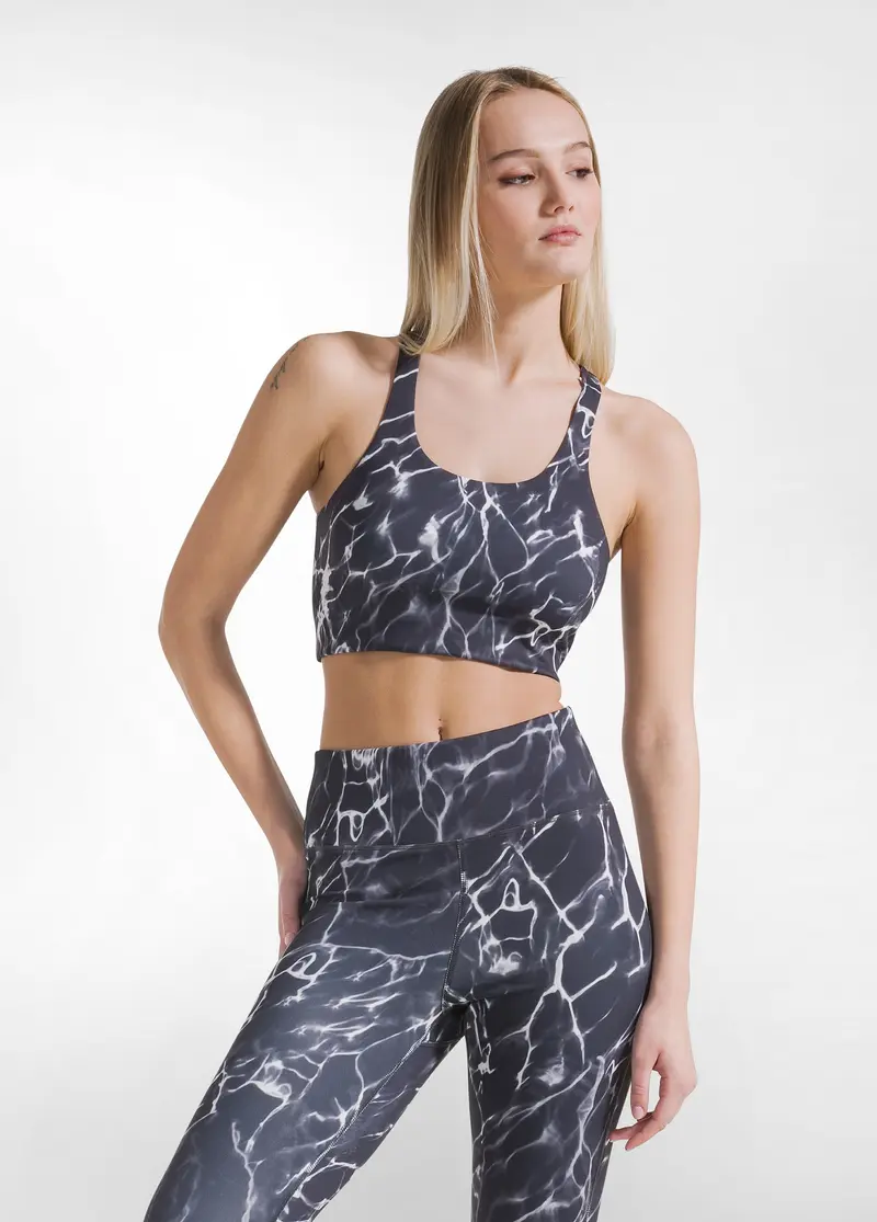 TOP SPORTIVO ALLOVER IN MICROFIBRA NERO