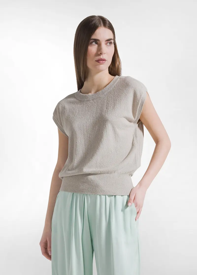 TOP SPORTIVO STRETCH ADERENTE BEIGE