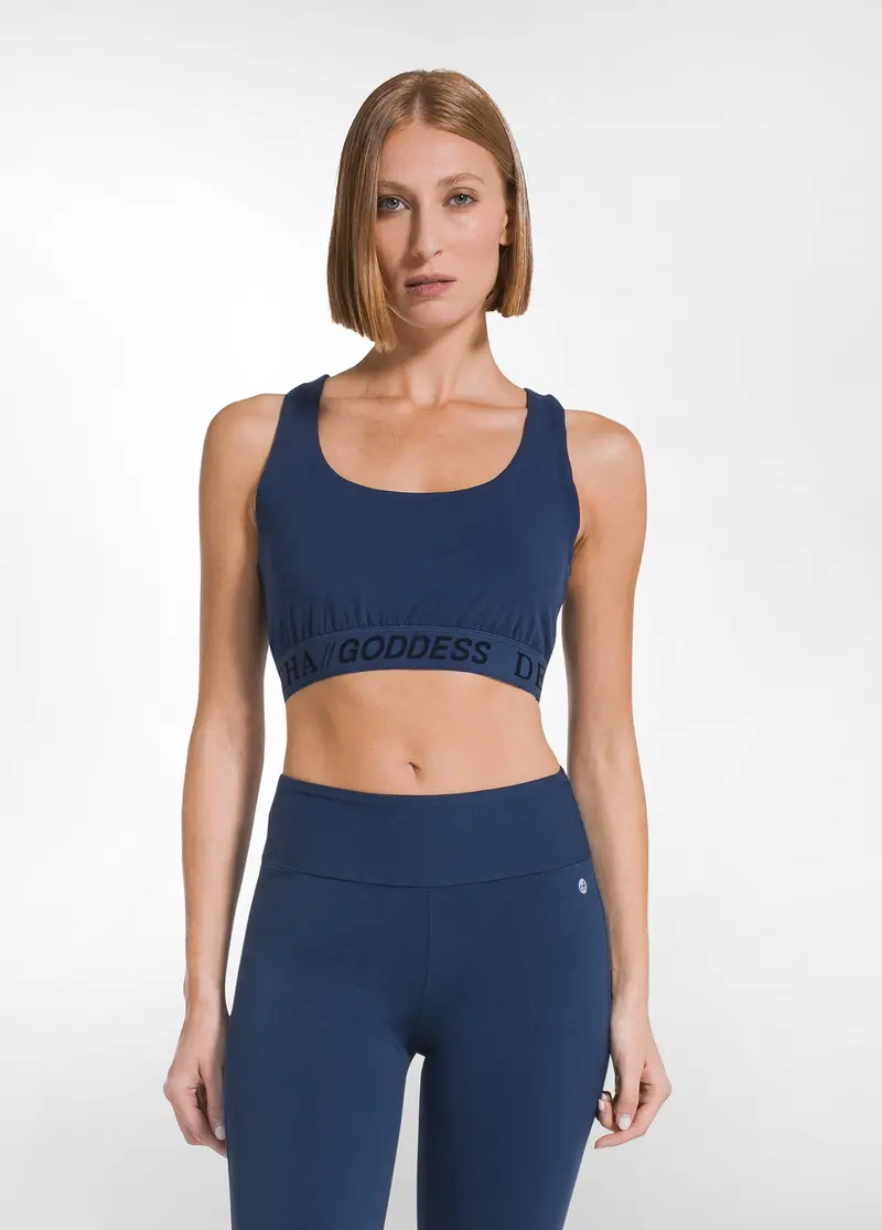 TOP VOGATORE CORTO IN JERSEY STRETCH BLU