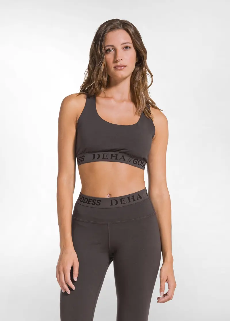 TOP VOGATORE CORTO IN JERSEY STRETCH MARRONE