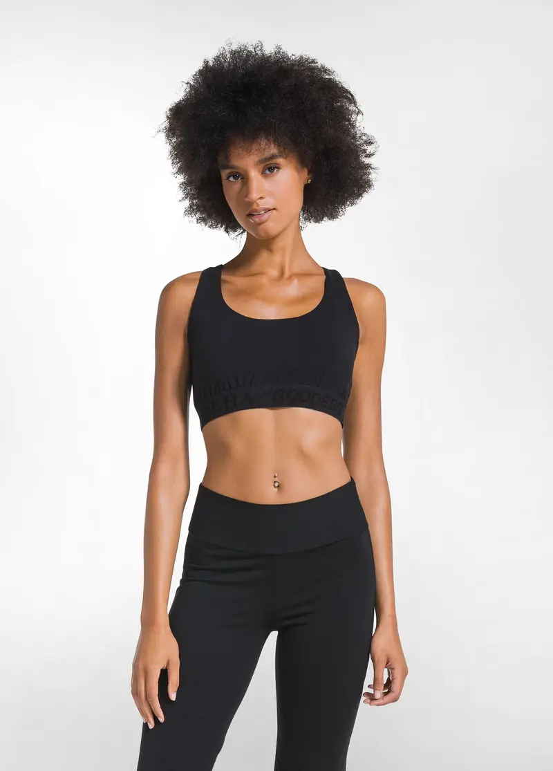 TOP VOGATORE CORTO IN JERSEY STRETCH NERO