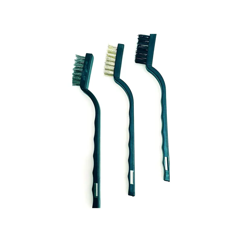Tris di Spazzole con dentini in acciaio Pulisci Suola in Bufalo - dentini ottone ravviva Bufalo - dentini setola ravviva Camoscio