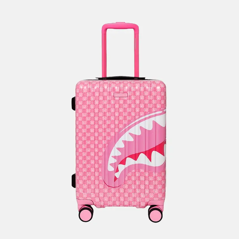 TROLLEY RIGIDO UNISEX SPRAYGROUND PINK NEW CHECK FACES CARRY-ON ROSA