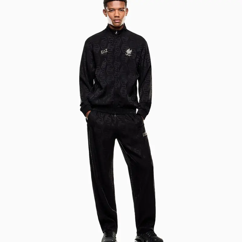 TUTA COMPLETA UOMO EA7 EMPORIO ARMANI VISCOSA JACQUARD NERA
