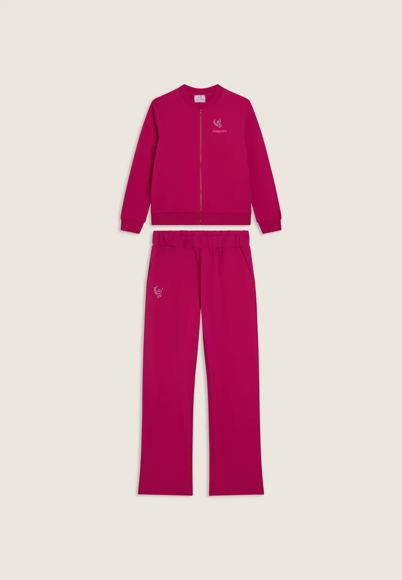 Tuta sportiva chiusura zip con pantaloni flare