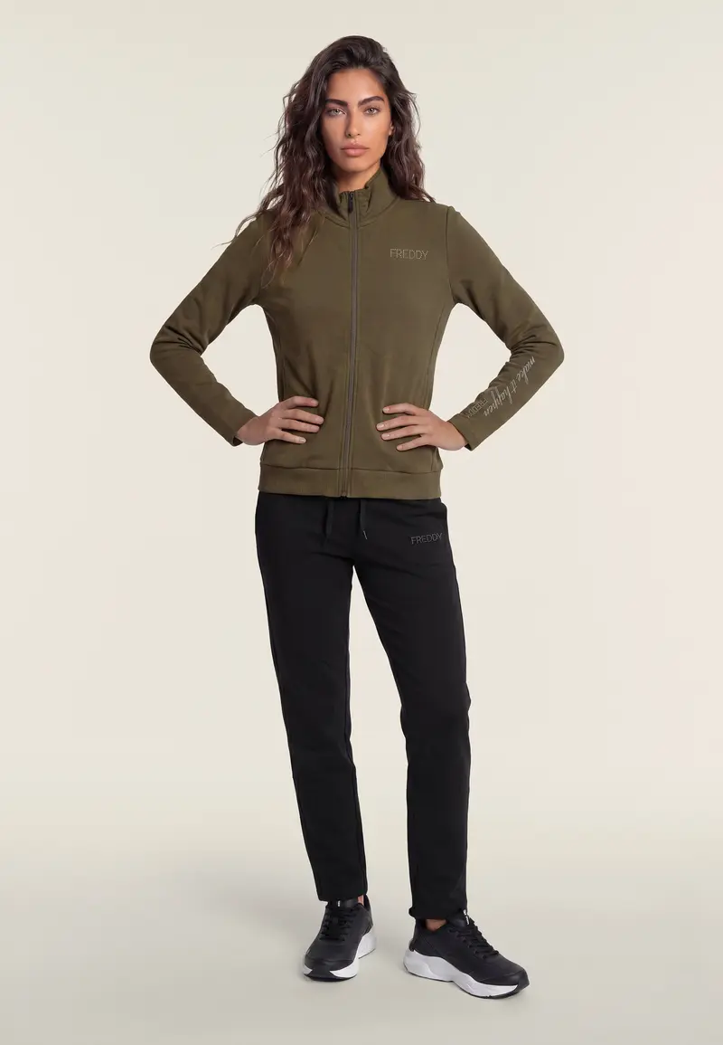 Tuta Sportiva da Donna Zip e Collo Alto in Felpa Garzata