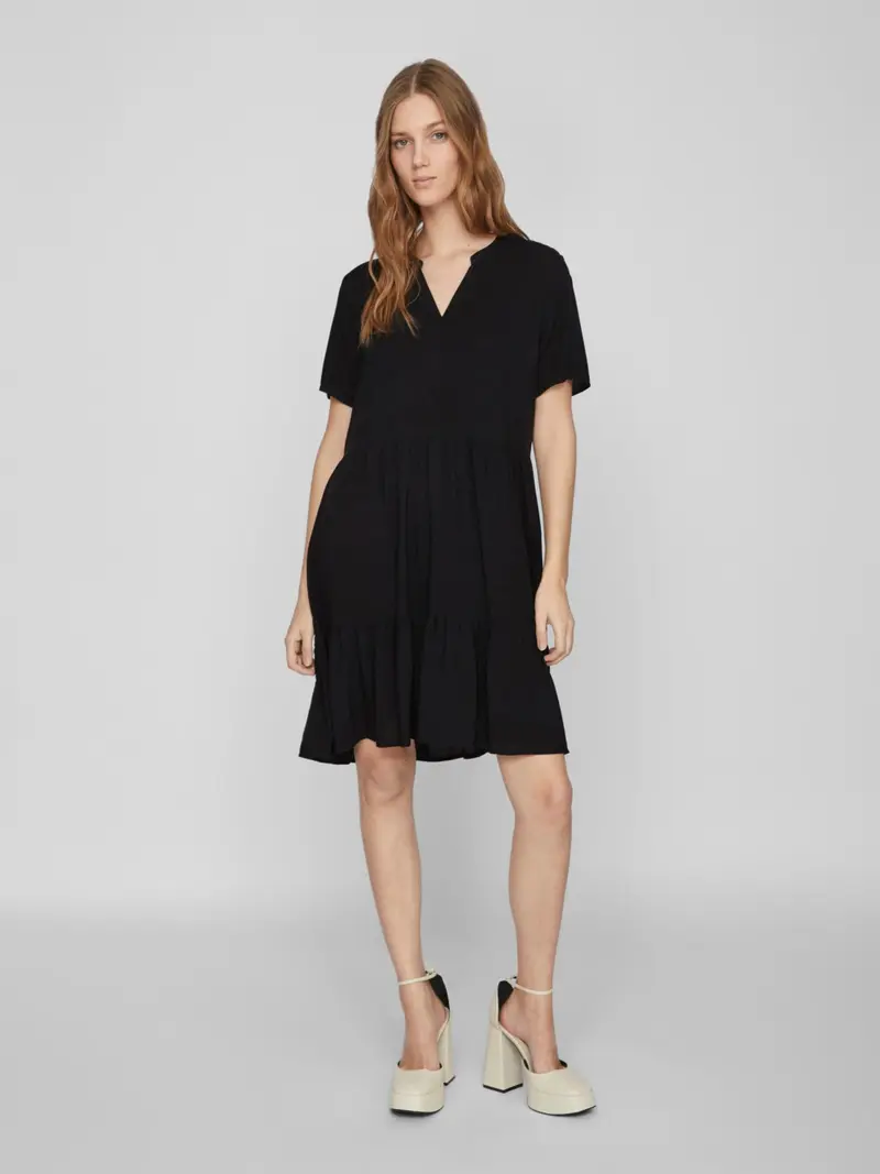 VILA ABITO PAYA V-NECK SHORT SLEEVES DONNA 14086994 BLK