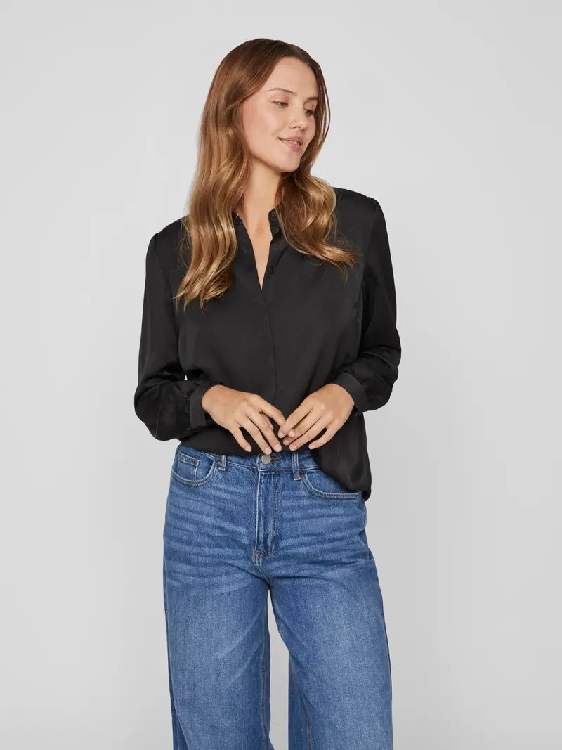 VILA CAMICIA ELLETTE MANICA LUNGA DONNA 14063320 BLK