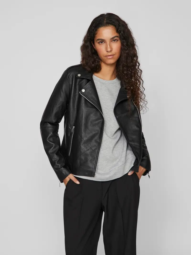 VILA GIACCA IN PELLE CARA DONNA 14044851 BLK