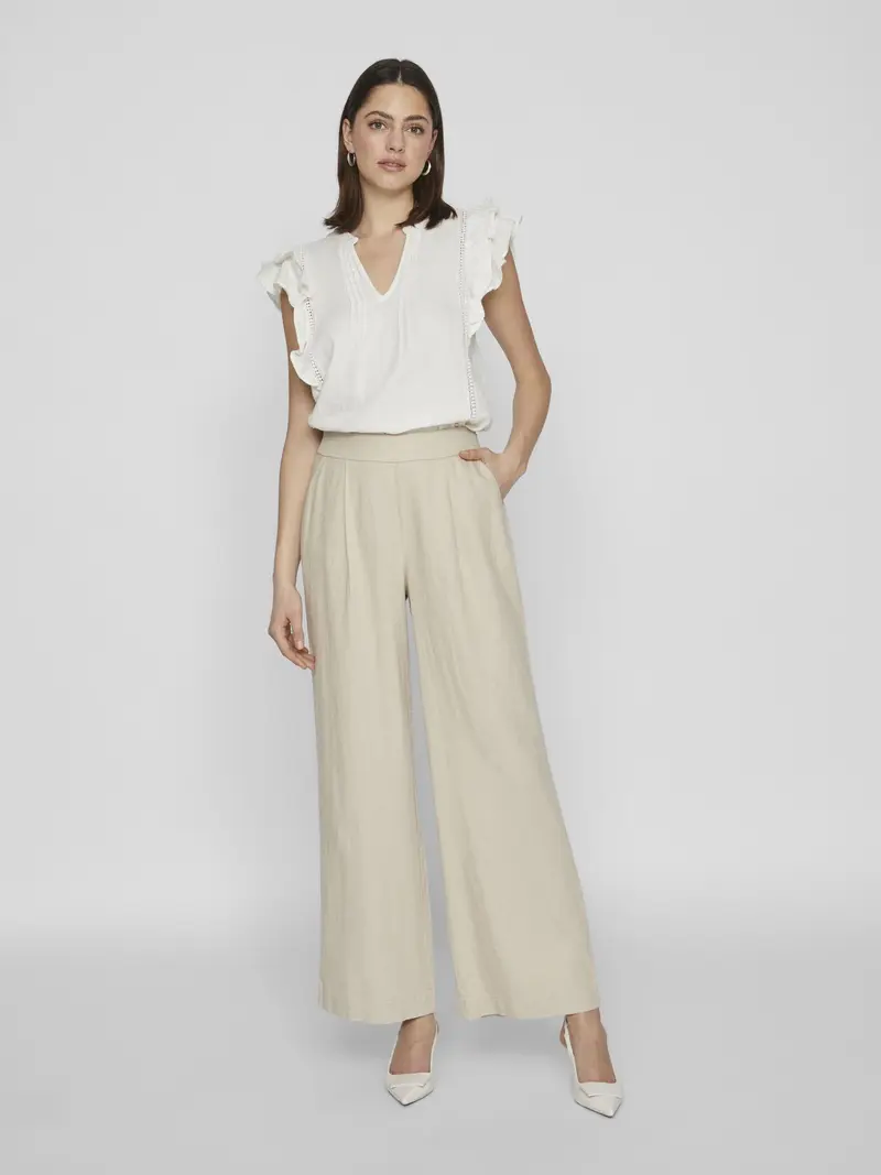 VILA JOLANDA PANTALONE LARGO IN MISTO LINO 14089679 FTG