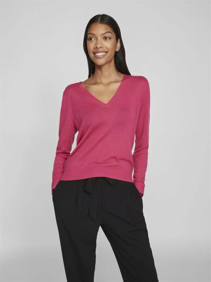 VILA MAGLIONE ABELLA LONG SLEEVES V-NECK TOP DONNA 14089551 CBM