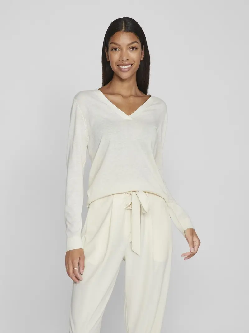 VILA MAGLIONE ABELLA LONG SLEEVES V-NECK TOP DONNA 14089551 ERT