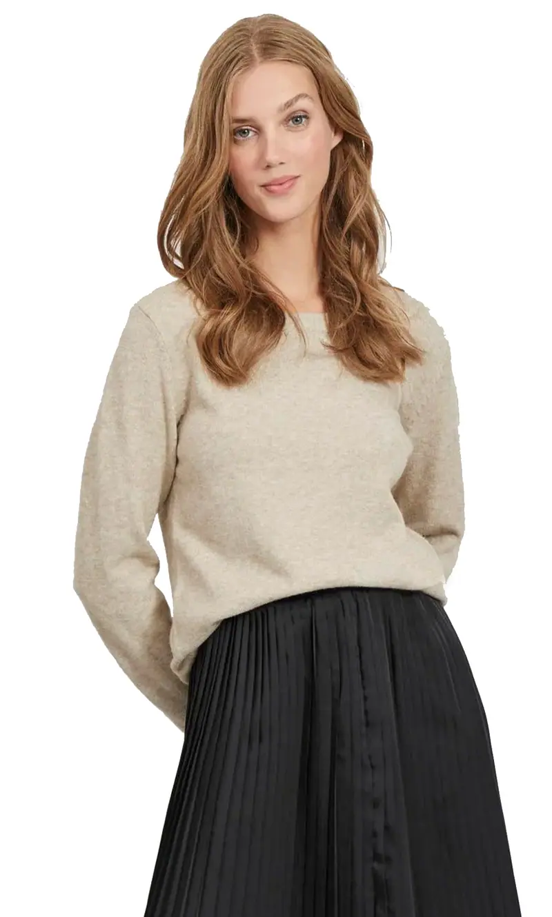 VILA MAGLIONE RIL GIROCOLLO MANICA LUNGA DONNA(NATURAL MELANGE) 14054177 NTM