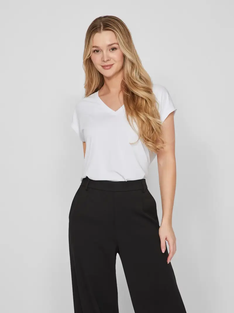VILA MODALA T-SHIRT CON COLLO A V DONNA (col
