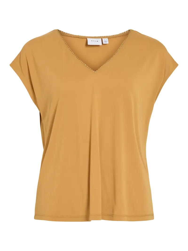 VILA MODALA T-SHIRT SCOLLO A V GLITTERATO 14113833 AMG