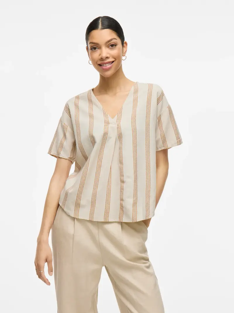 VILA PRISILLA BLUSA CON SCOLLO A "V" CON FANTASIA DONNA (COL