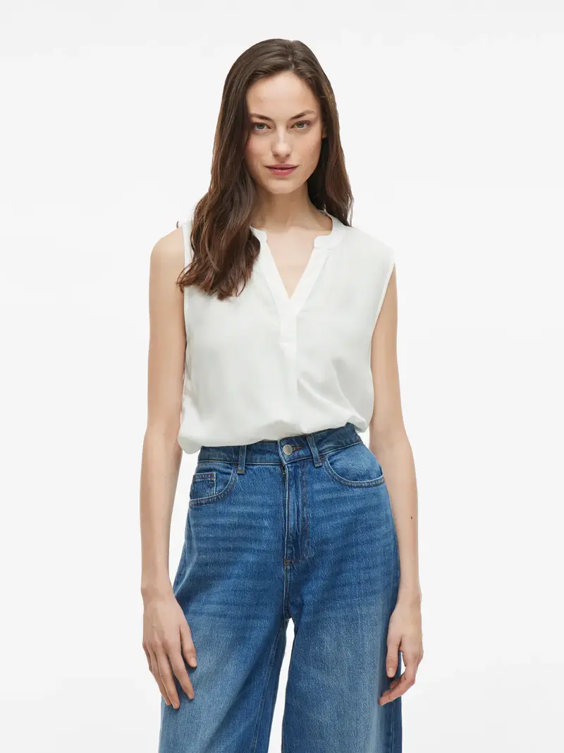 VILA ROSA T-SHIRT SMANICATA CON SCOLLO A V 14101662 CLD