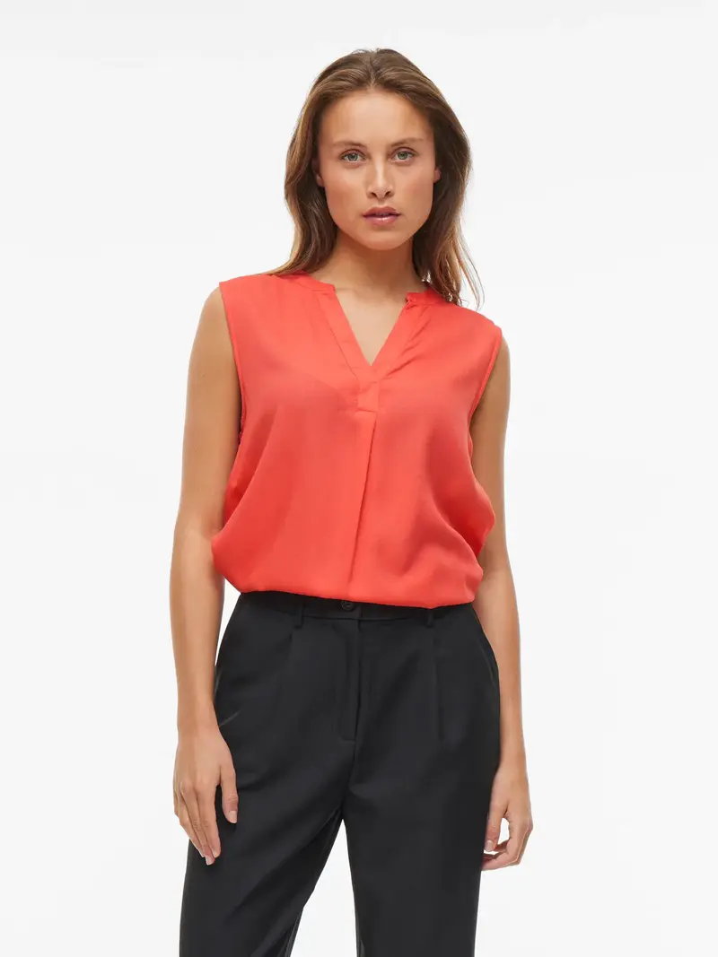 VILA ROSA T-SHIRT SMANICATA CON SCOLLO A V (col.dubary) 14101662 DRY