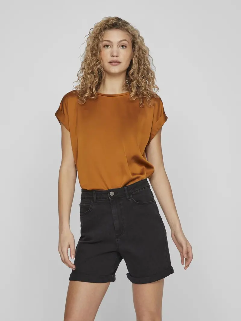VILA T-SHIRT ELLETE SHORT SLEEVES SATIN DONNA 14059563 CTS