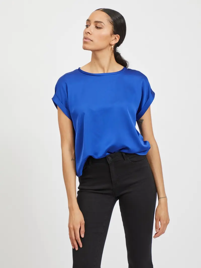 VILA T-SHIRT ELLETE SHORT SLEEVES SATIN DONNA 14059563 MZR