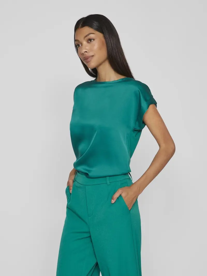 VILA T-SHIRT ELLETE SHORT SLEEVES SATIN DONNA 14059563 ULG
