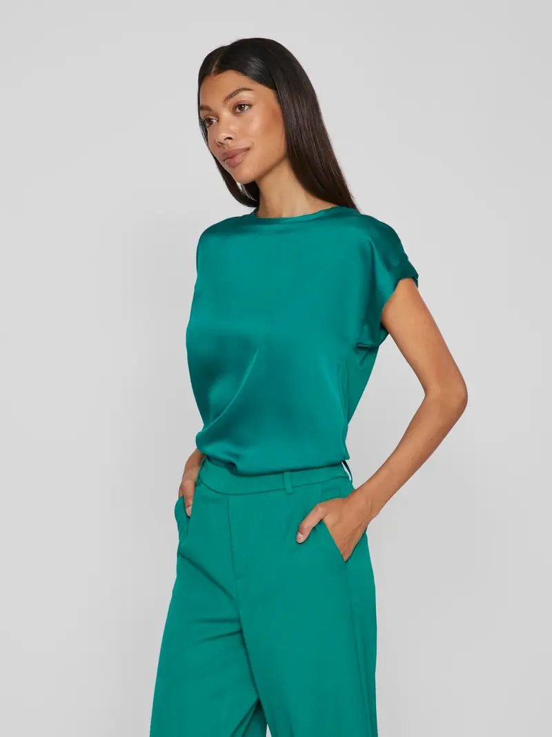 VILA T-SHIRT ELLETE SHORT SLEEVES SATIN DONNA 14059563 UTG