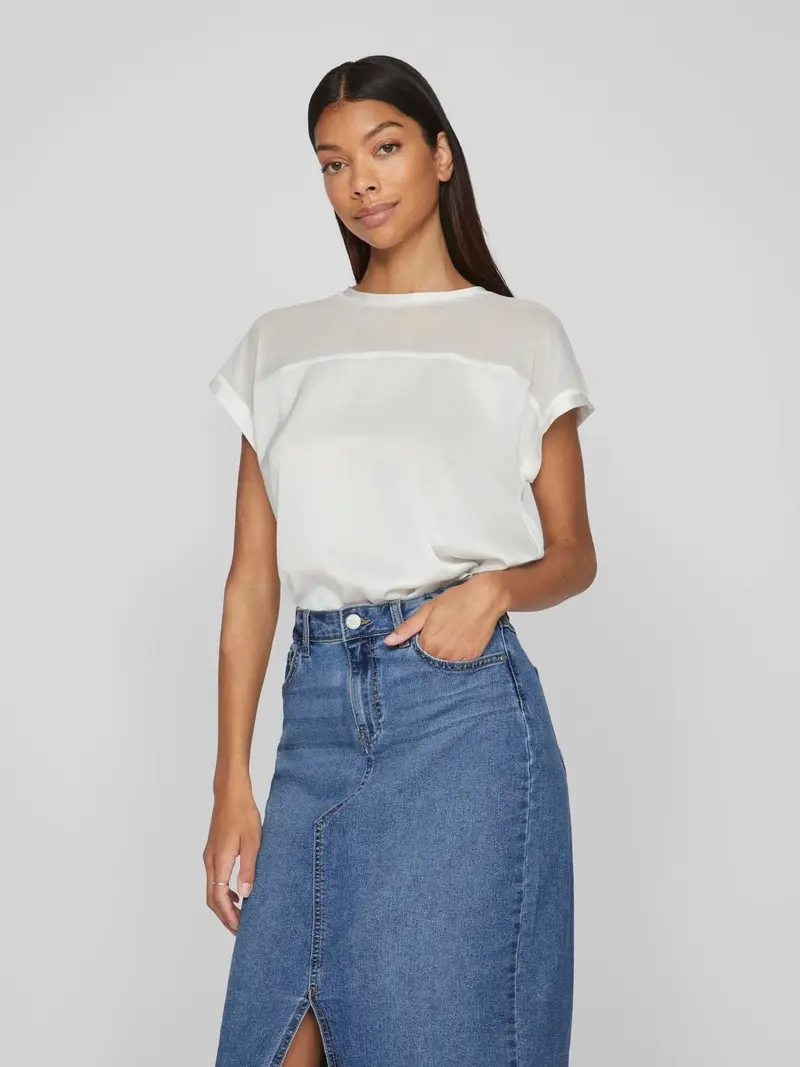 VILA T-SHIRT ELLETTE GIROCOLLO DONNA 14101088 SNW