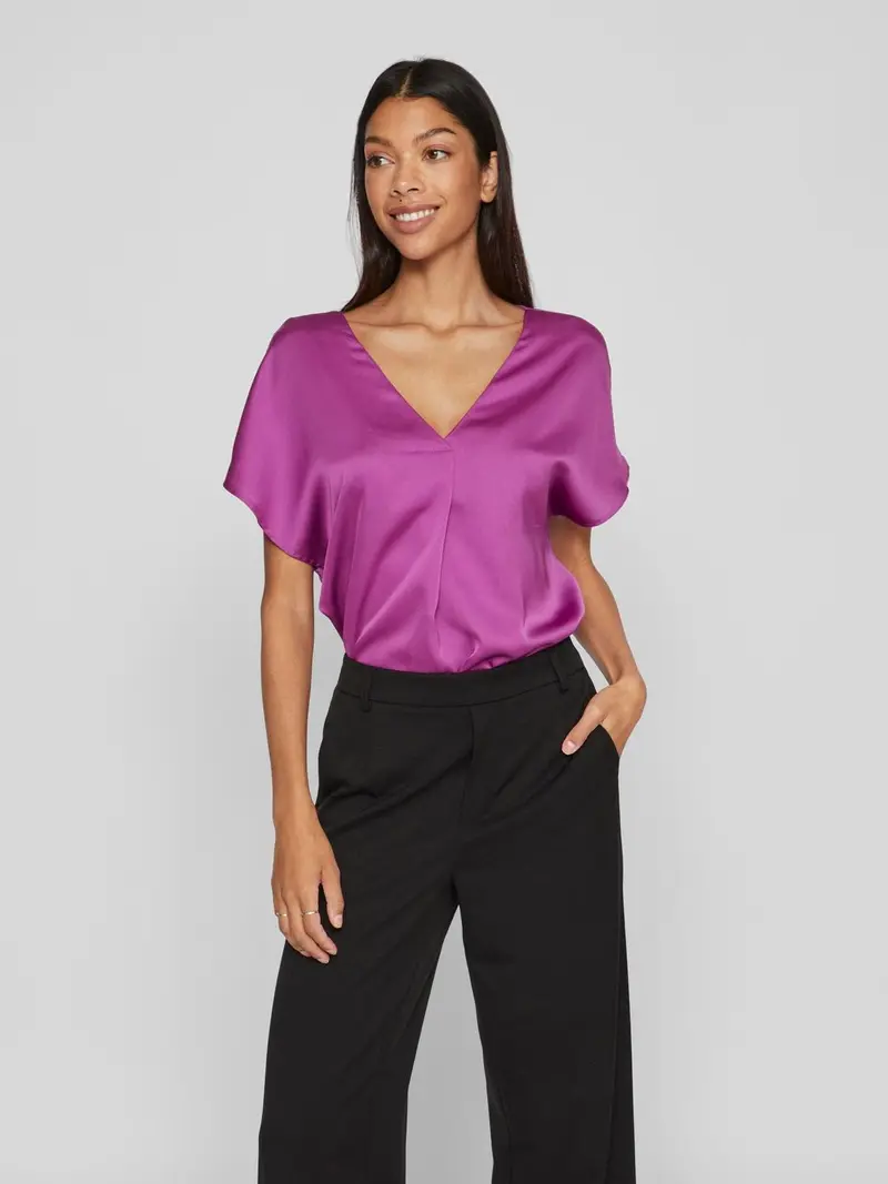 VILA T-SHIRT ELLETTE MANICA CORTA SCOLLO A V DONNA 14089239 CTO