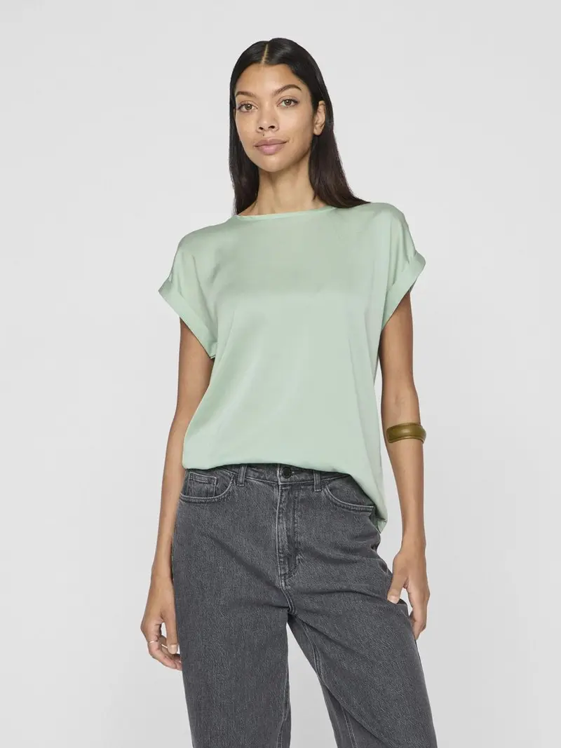 VILA T-SHIRT IN RASO ELLETE DONNA (Silt Green) 14059563 STG