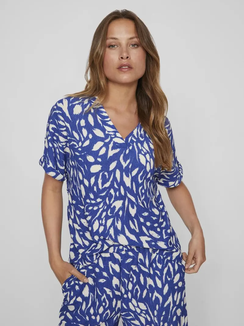 VILA T-SHIRT LAYA SCOLLO A V DONNA 14097538 MZR