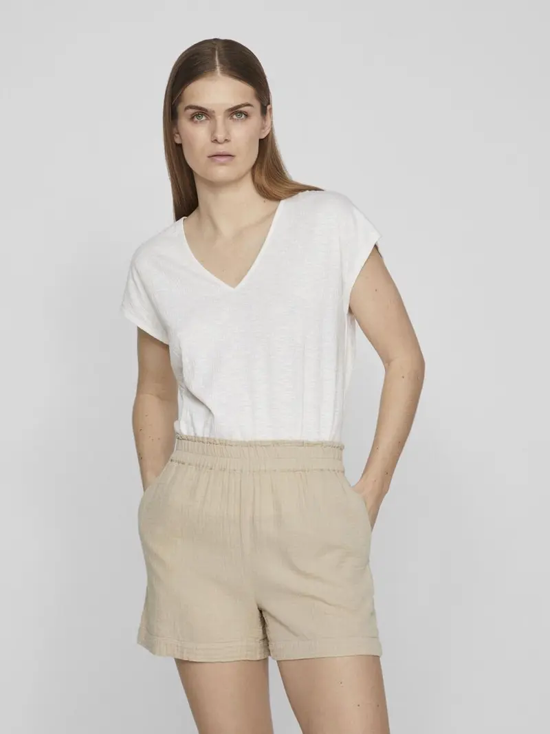 VILA T-SHIRT MEZZA MANICA SCOLLA A V SYMA DONNA 14095036 ERT