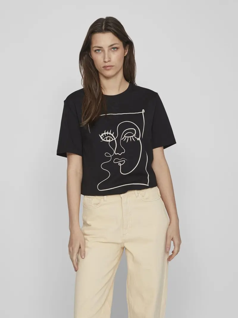 VILA T-SHIRT SYBIL FACE SHORT SLEEVES DONNA 14093627 BLK