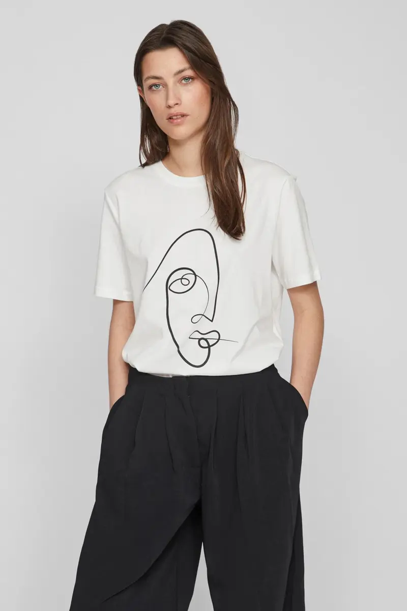 VILA T-SHIRT SYBIL FACE SHORT SLEEVES DONNA 14093627 SNW
