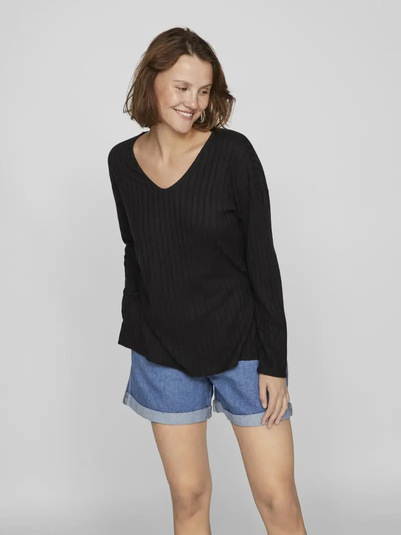 VILA T-SHIRT V-NECK MANICA LUNGA DONNA 14095846 BLY