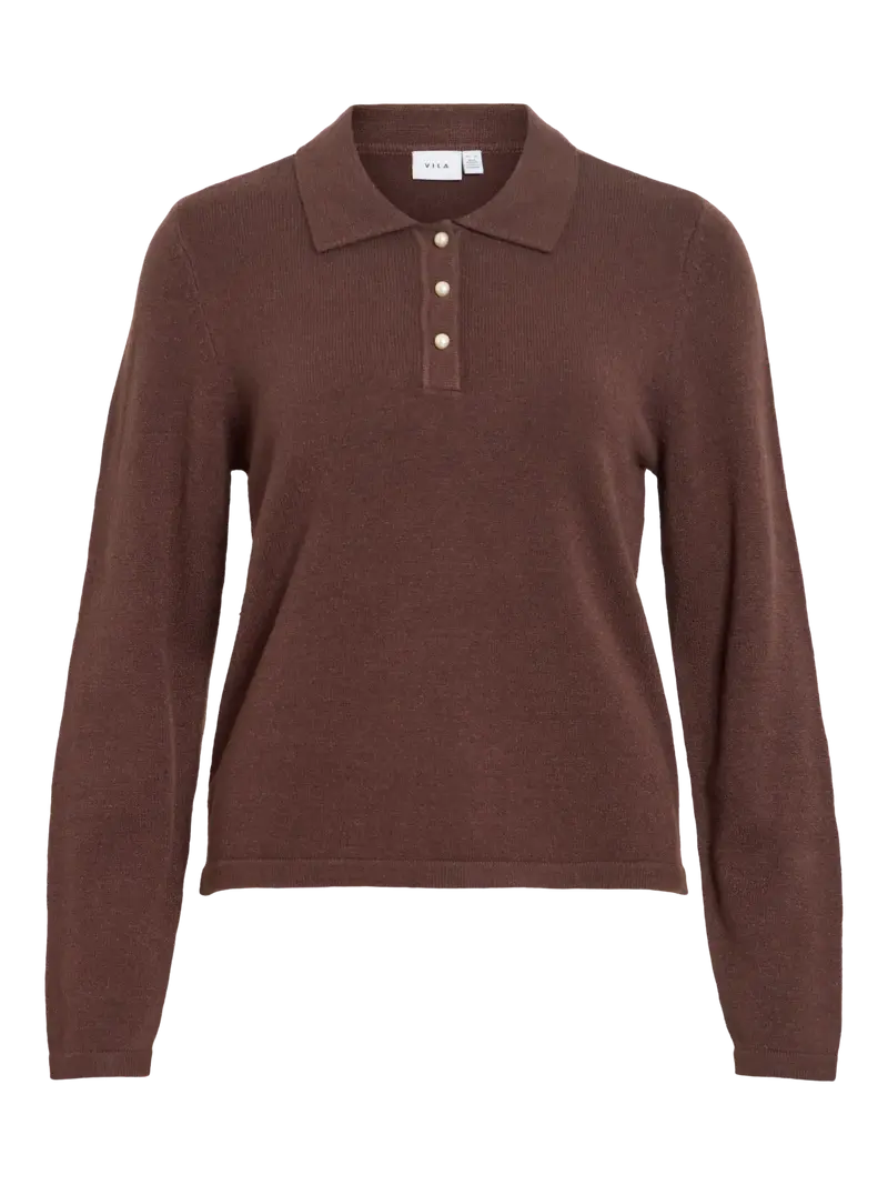 VILA VIRIL L/S POLO PULLOVER CON COLLETTO A 3 BOTTONI 14115283 CFB
